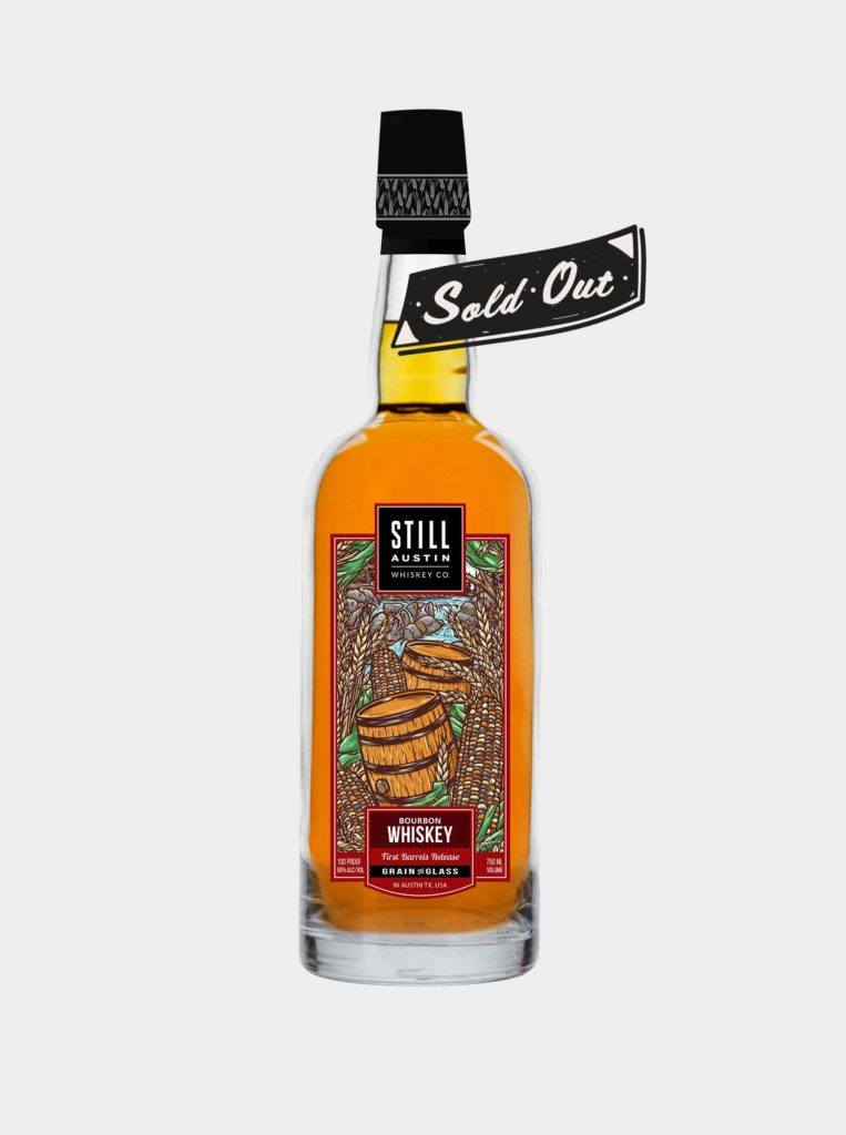 bottle of first batch high rye bourbon whiskey made by still austin whiskey co